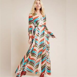 HUTCH Anthropologie Elysees Geometric Wrap Maxi Dress Sz 1X‎